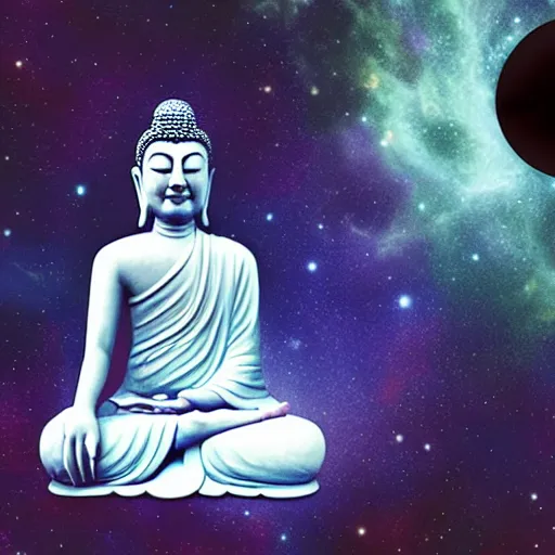 Image similar to buddha meditating in space