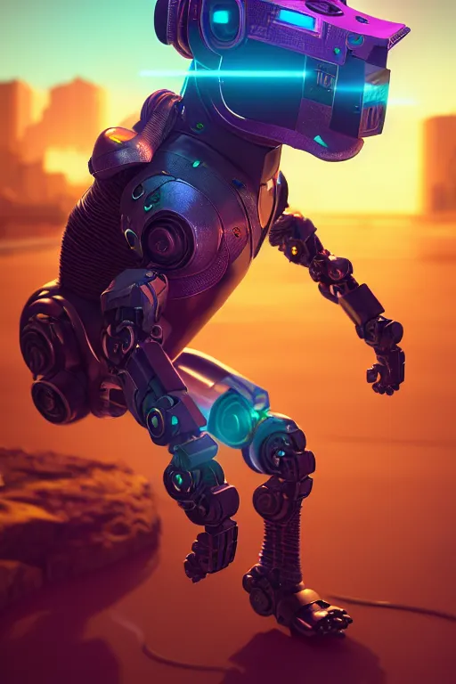 Prompt: cyborg cat, Robot, vapor wave, ultra hd, Painted By Andreas Rocha, unreal 5, DAZ, hyperrealistic, octane render, dynamic lighting, intricate detail, summer vibrancy, cinematic