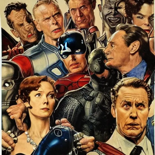 Image similar to the avengers, by norman rockwell