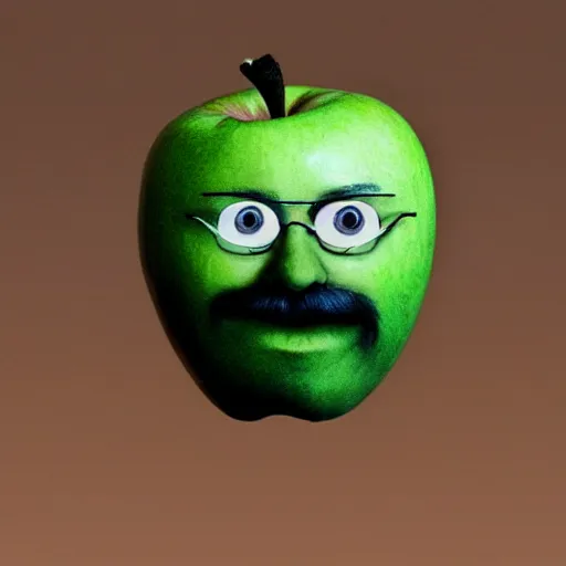 Image similar to an apple with tim cooks face