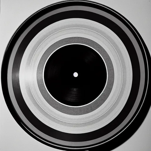 Image similar to an ortographic view photograph of a black framed vinyl record