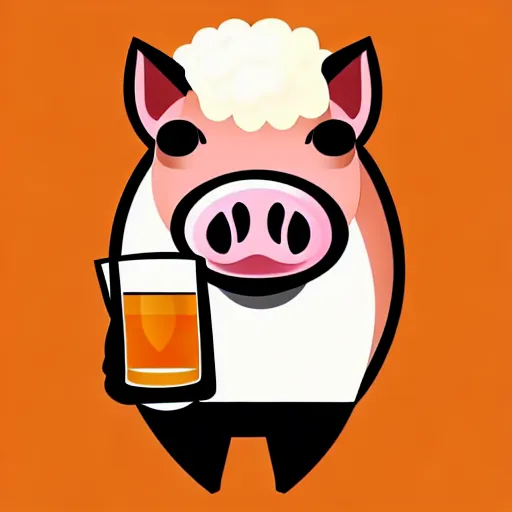 Prompt: a vector illustration of a pig with beer, artstation, cgsociety, deviantart, 8k, HD