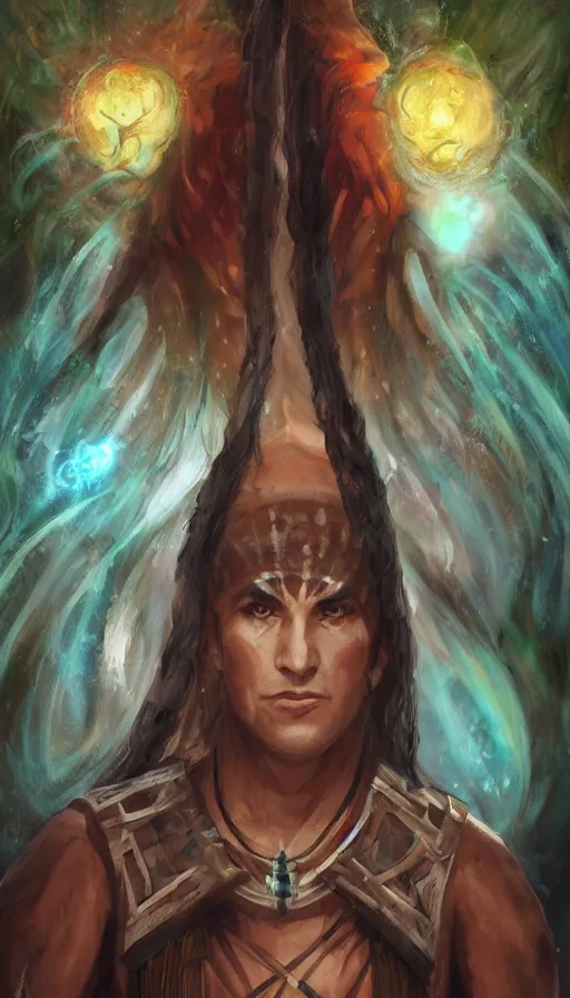 Prompt: portrait of a digital shaman, from magic the gathering