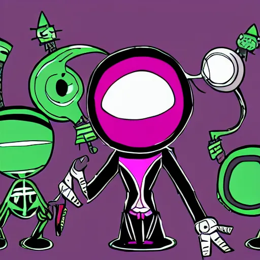 Prompt: invader zim in the style of deviantart