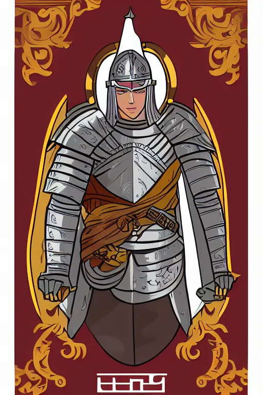 Prompt: Portrait of a lian in a medieval armor, knight, medieval, sticker, colorful, illustration, highly detailed, simple, smooth and clean vector curves, no jagged lines, vector art, smooth