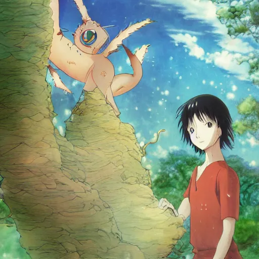 Image similar to anime, sharp focus, breath taking beautiful, Aesthetically pleasing, newts, happy, funny, silly digital concept art by Hayao Miyazaki and Studio Ghibli, fine art, high definition, HDR, HD, 8K, award winning, trending, featured, masterful, dynamic, energetic, lively, elegant, Richly textured, Richly Colored, masterpiece.