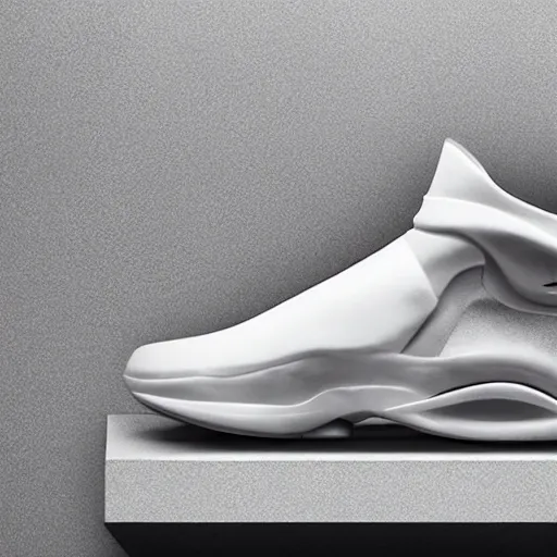 Prompt: a realistic white nike shoe inspired by spaceship interiors with technical mech details