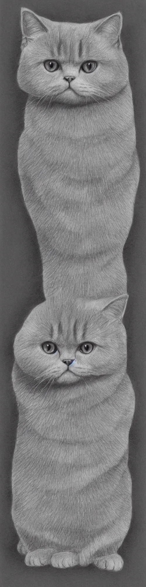 Prompt: pencil drawing of a cute semi - fat british shorthair cat