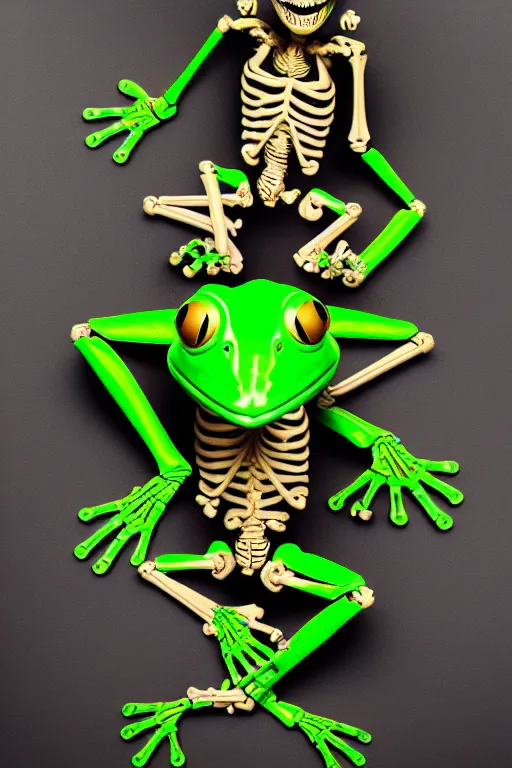 Image similar to movie poster of kermit the terminator, chromatic humanoid skeleton frog skeleton hybrid, robot, ultra realistic, cinematic lighting hd photography,