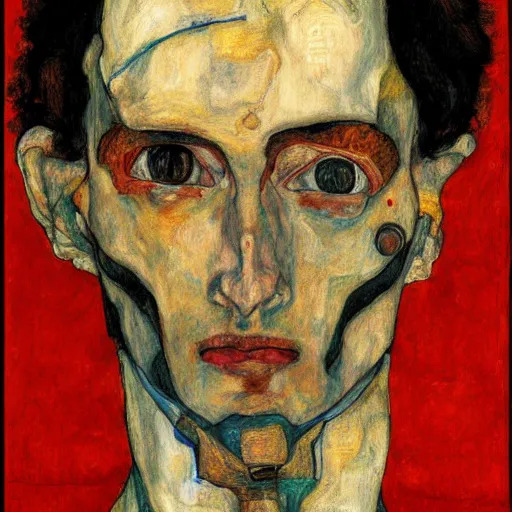 Prompt: portrait of an artificial intelligence by egon schiele in the style of greg rutkowski
