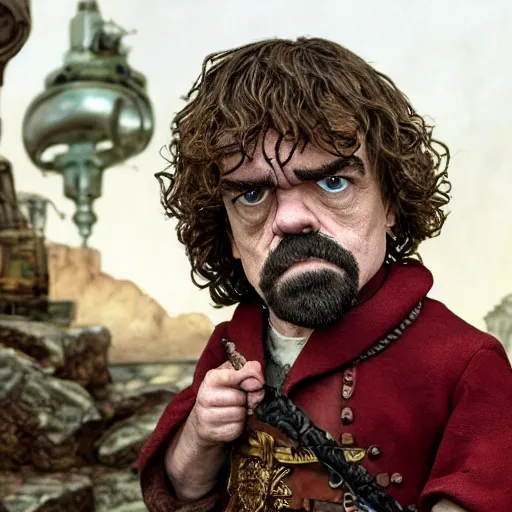 Image similar to peter dinklage by terry gilliam, hd, detailed, 4 k, award winning, cartoon