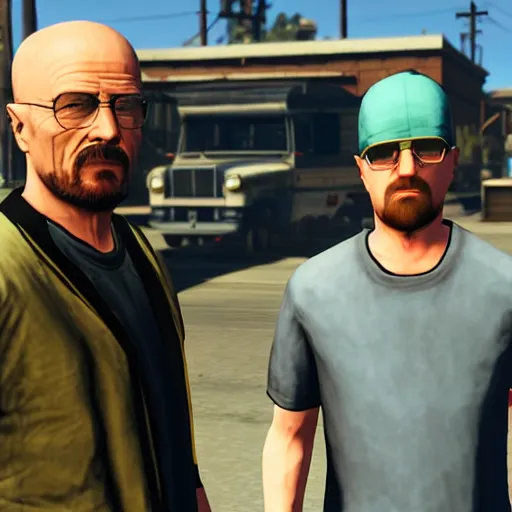 Image similar to walter white & jesse pinkman in grand theft auto v