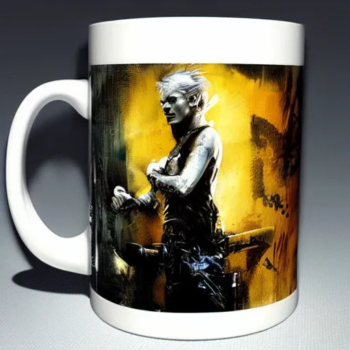 Prompt: art by christopher shy on a mug