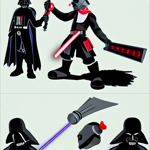 Prompt: darth vader as a heartless from kingdom hearts 1, battling with a keyblade against donald