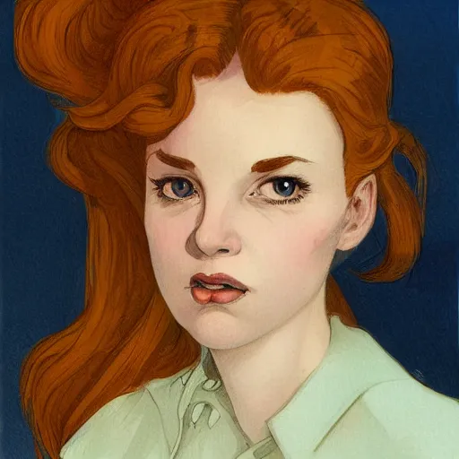 Image similar to a portrait in the style of charles dana gibson and in the style of peter mohrbacher. big blue eyes.