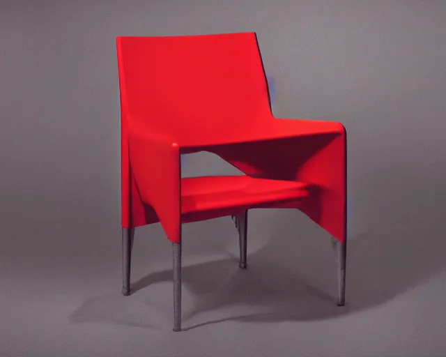 Prompt: color studio photo of an impossible chair, optical illusion