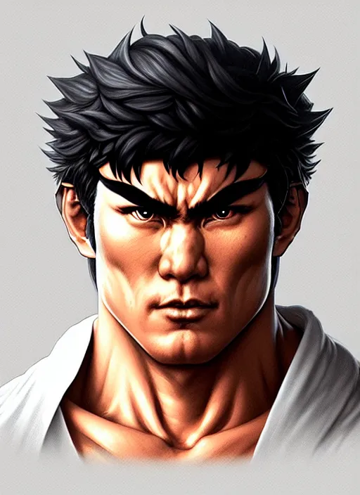 Ryu face,anime 90's aethestic style uniform,feature snk,pose