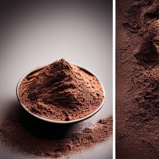 Prompt: Delicious chocolate powder, studio lighting