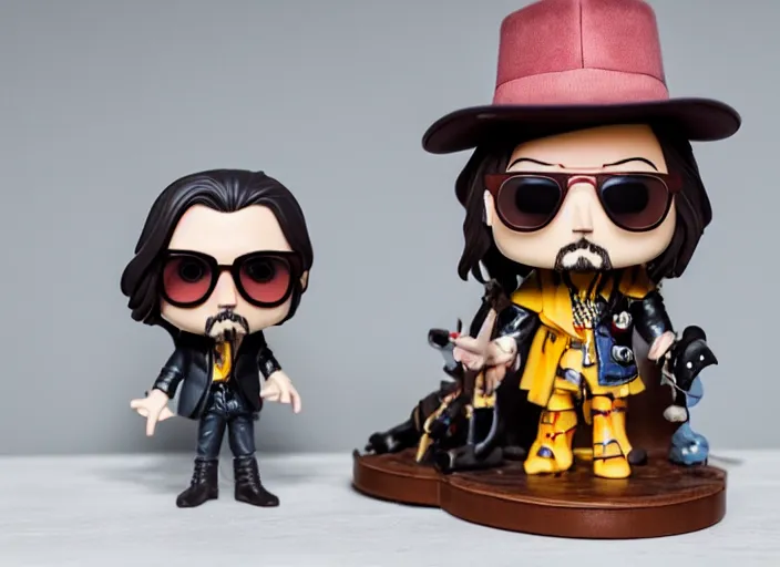 Image similar to product still of Johnny Depp funko pop with box, 85mm f1.8