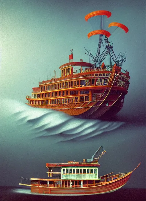 Prompt: hyper detailed 3d render like a Oil painting - the steamboat by Jacek Yerka, Mariusz Lewandowski, Houdini algorithmic generative render, Abstract brush strokes, Masterpiece, Edward Hopper and James Gilleard, Zdzislaw Beksinski, Mark Ryden, Wolfgang Lettl, hints of Yayoi Kasuma, octane render, 8k