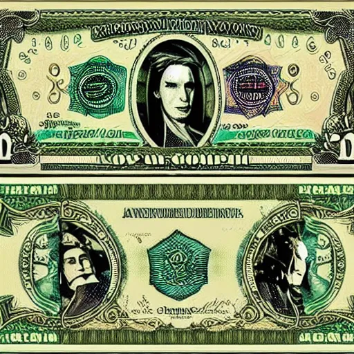 Image similar to fantasy art counterfeit money designs