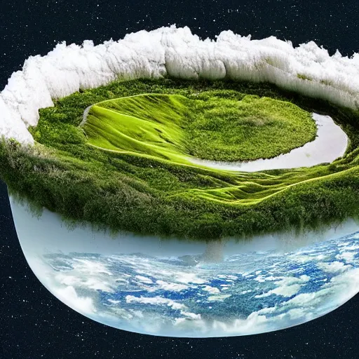 Prompt: “floating island in the space, with a waterfalls, 4k image, award winning”