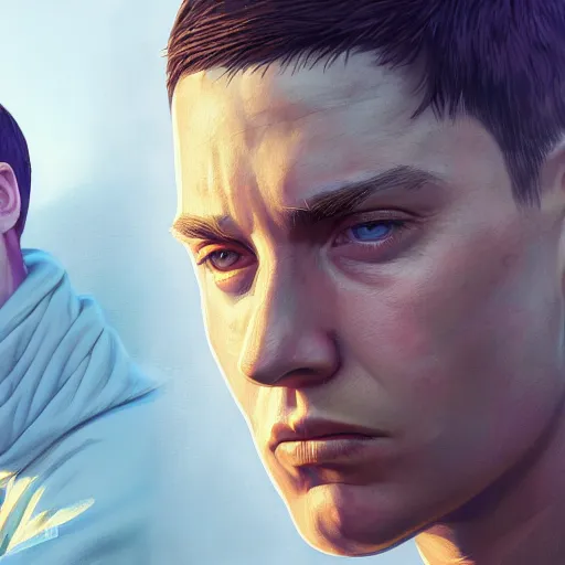 Prompt: highly detailed portrait, eminem, in gta v, stephen bliss, unreal engine, fantasy art by greg rutkowski, loish, rhads, ferdinand knab, makoto shinkai and lois van baarle, ilya kuvshinov, rossdraws, tom bagshaw, global illumination, radiant light, detailed and intricate environment