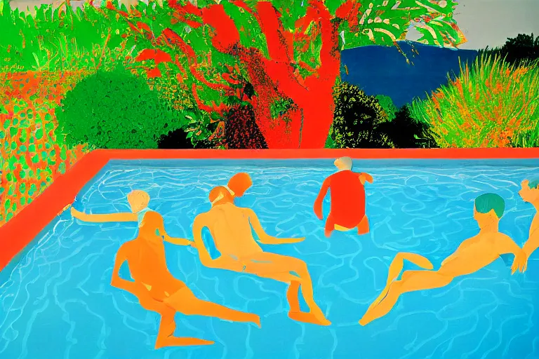 Prompt: david hockney A Bigger Splash (1967) painting