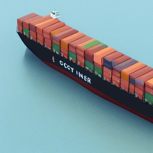 Prompt: isometric container ship, vray, cgsociety, artstation