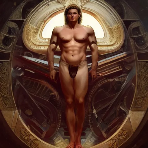 Prompt: elon musk as a Greek god, gorgeous, amazing, muscular, fit, very muscular male body, intricate, highly detailed, digital painting, artstation, concept art, sharp focus, illustration, art by greg rutkowski and alphonse mucha