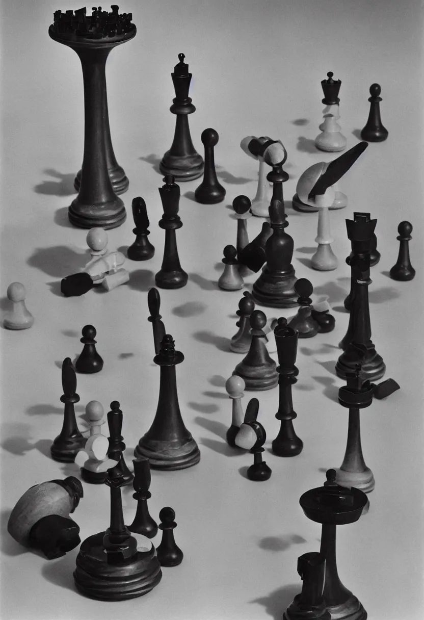 Prompt: a singular chess machine by Marcel Duchamp, simple readymade object on a pedestal, courtesy of Centre Pompidou, archive photography by Richard Avedon