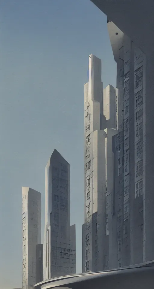 Prompt: huge futuristic building, illustration by bo bartlett, detailed, sharp, 8 k