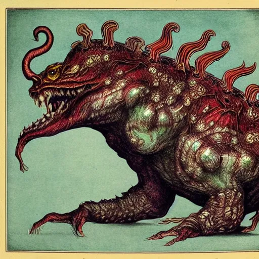 Image similar to bizarre bestiary of repressed unconscious emotional monsters and creatures