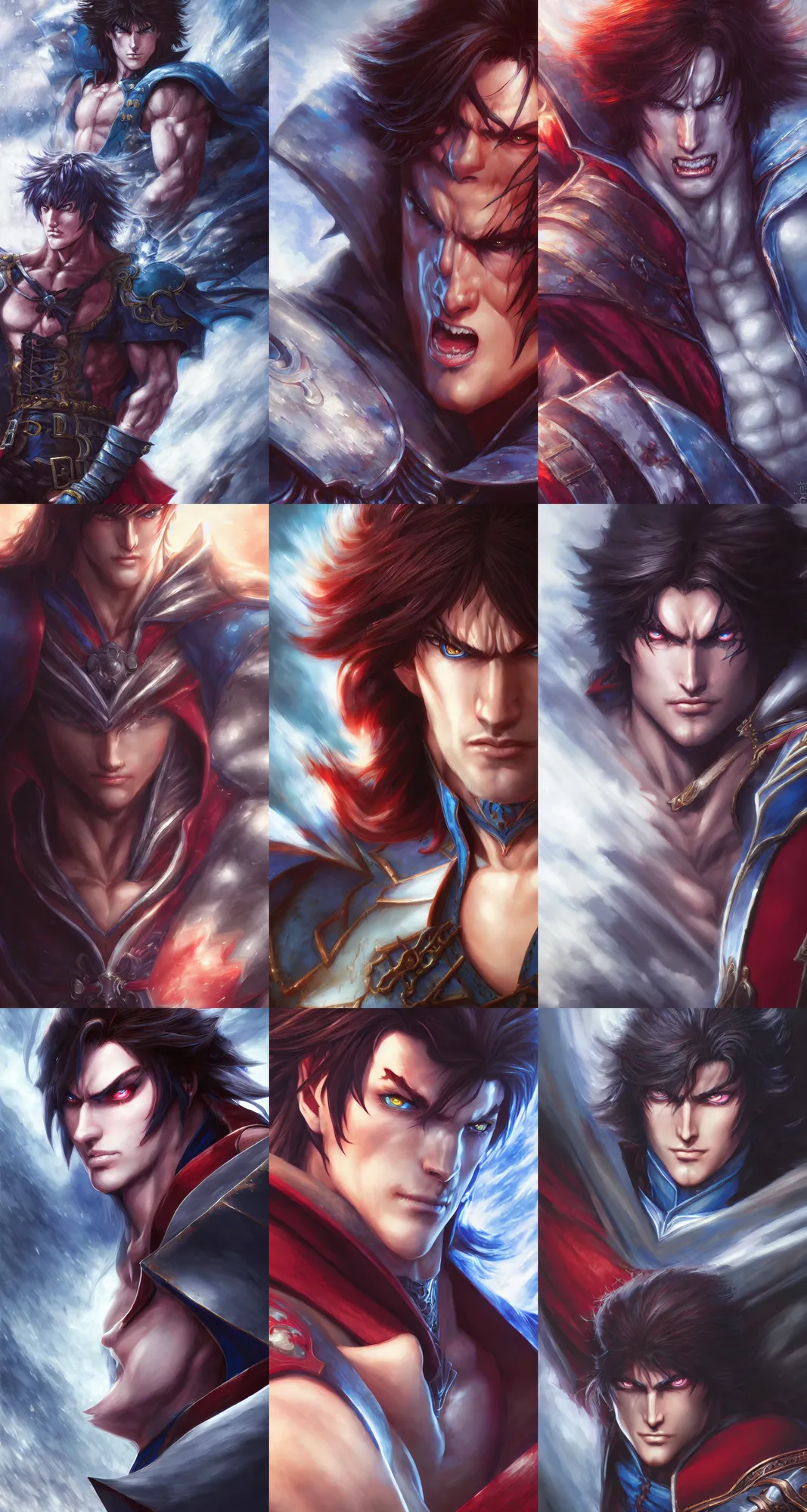 Prompt: richter belmont, castlevania, close up, by stanley artgerm lau, wlop, rossdraws, james jean, andrei riabovitchev, marc simonetti, and sakimi chan, trending on artstation