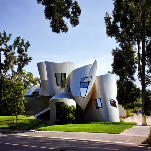 Image similar to house designed by frank gehry,