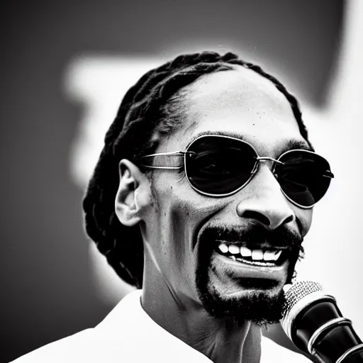 Image similar to vintage photograph of Snoop Dogg speaking at the Million Man March, Sigma 40mm, portrait, black and white