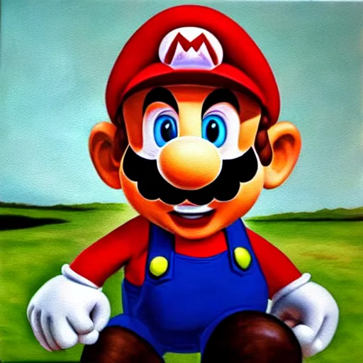 Image similar to mario oil painted ( highly detailed, greatly painted, great quality )