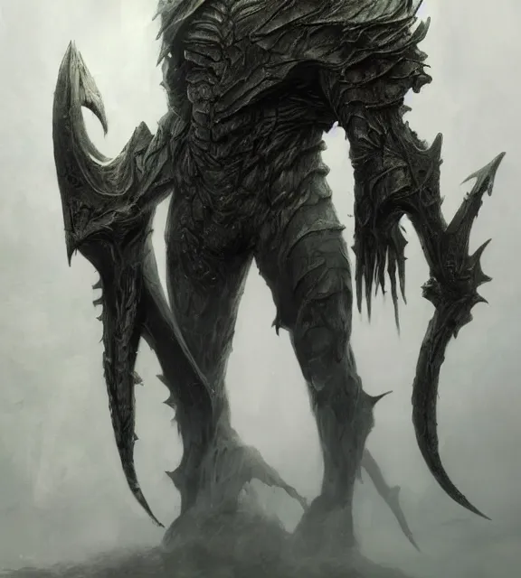 Image similar to wyvern concept, beksinski, age of sigma art, frank franzetta, ruan jia, dark soul armor concept, trending on artstation, wayne barlowe, adrian smith fantasy art, elden ring art, the hobbit art, lord of the ring art, infinity blade armor