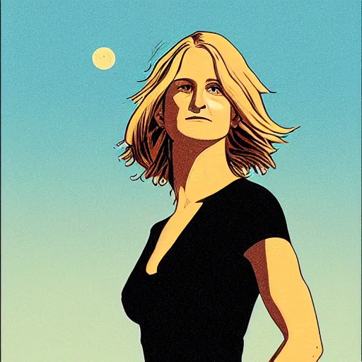 Image similar to helen hunt retro minimalist portrait! moebius starwatcher comic by jean giraud, portrait 8 k