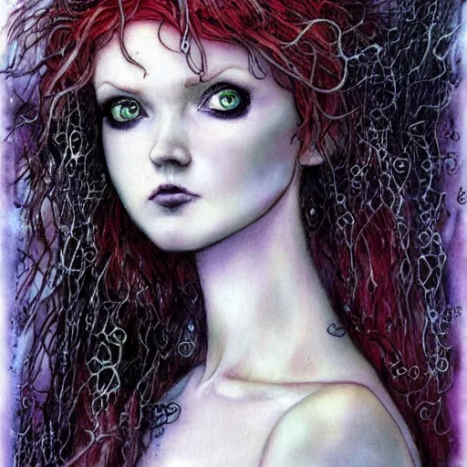 Prompt: portrait of lily cole as delirium from sandman, by luis royo