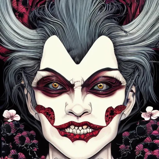 Prompt: portrait closeup of crazy cruella de vil, symmetrical, by yoichi hatakenaka, masamune shirow, josan gonzales and dan mumford, ayami kojima, takato yamamoto, barclay shaw, karol bak, yukito kishiro