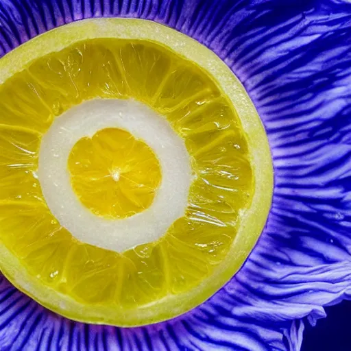 Image similar to iris of an eye that looks like lemon slices, photography