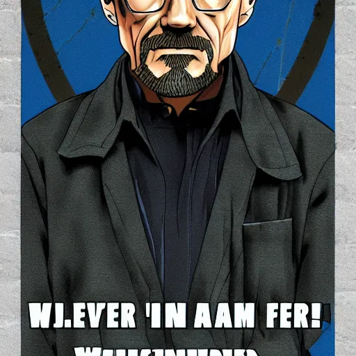 Image similar to walter white anime poster art, 4 k