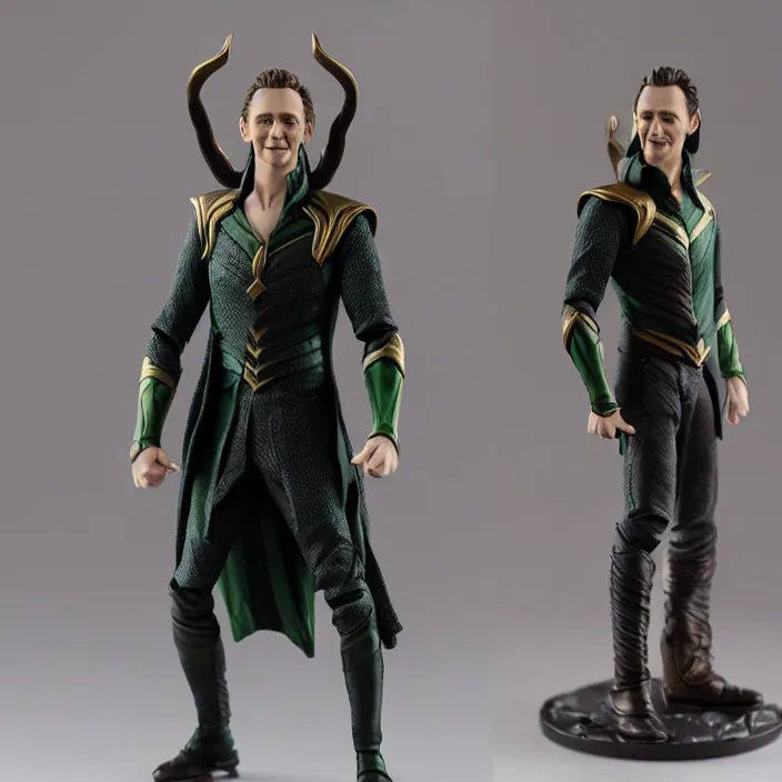 Prompt: tom hiddleston, a goodsmile figure of tom hiddleston, loki, figurine, detailed product photo