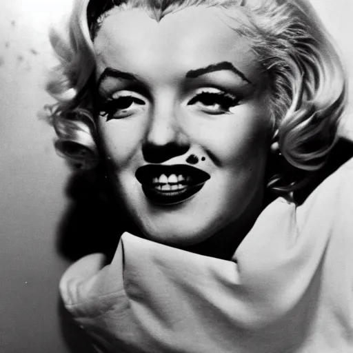 Prompt: the last known picture of marilyn monroe, she's crying