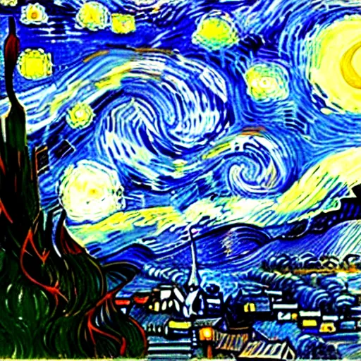 Prompt: The Starry Night by Salvador Dalí