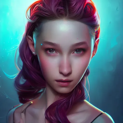 Image similar to A stunning portrait of teen girl with tentacles on her head, art by Artgerm and Ross Tran, vivid color palette, digital painting, 3D, octane render, highly detailed, particles, light effect, volumetric lighting, digital painting, artstation, concept art, smooth, sharp focus