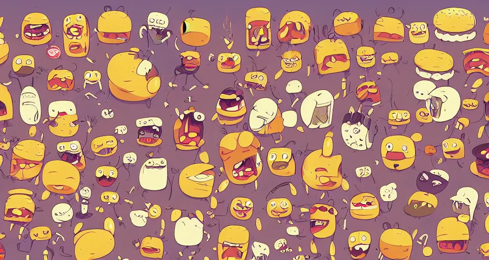 Image similar to cartoon hamburgers giving hugs, honey every where, bees, in the style of adventure time, the amazing world of gumball, pixar, toki doki, greg rutkowski and makoto shinkai, trending on artstation