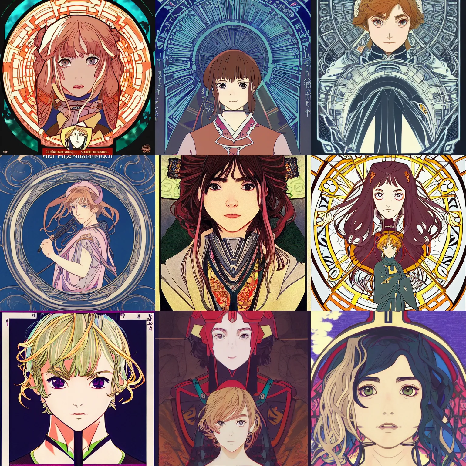 Prompt: front facing symmetrical centered portrait, Imogen Poots as a Anime Paladin, fantasy, defined facial features, highly detailed, cel illustration, Kyoto Animation and Studio Ghibli anime screenshot, by Ilya Kuvshinov and Alphonse Mucha