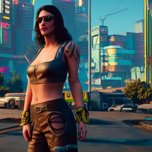 Prompt: winona rider in Cyberpunk 2077. CP2077. 3840 x 2160